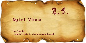 Nyiri Vince névjegykártya